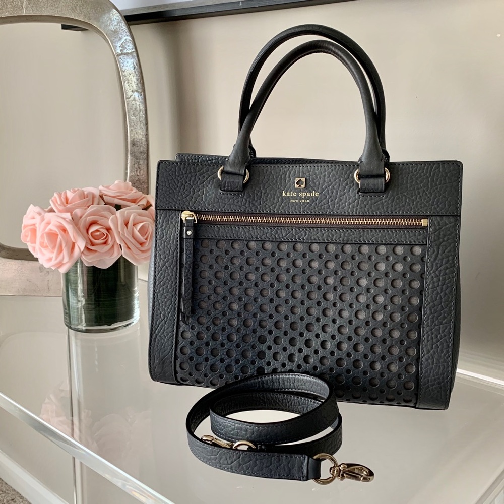 Kate Spade perforated leather handbag grey